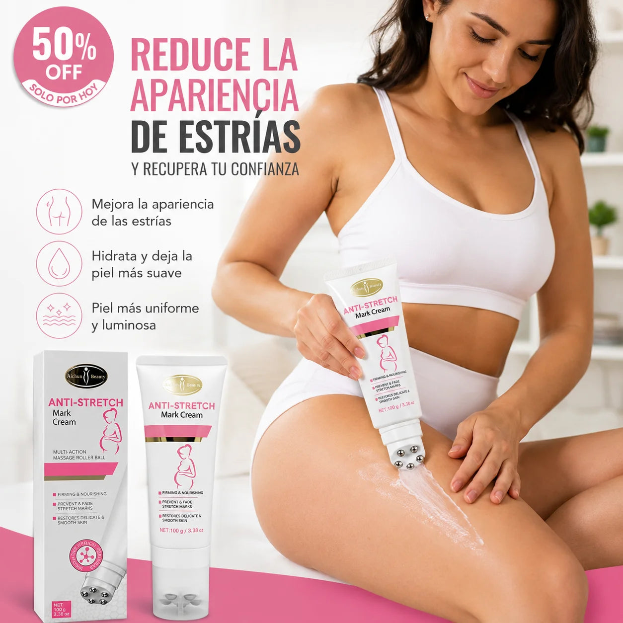 Piel Lisa Roll-On - Mejora la apariencia de estrías