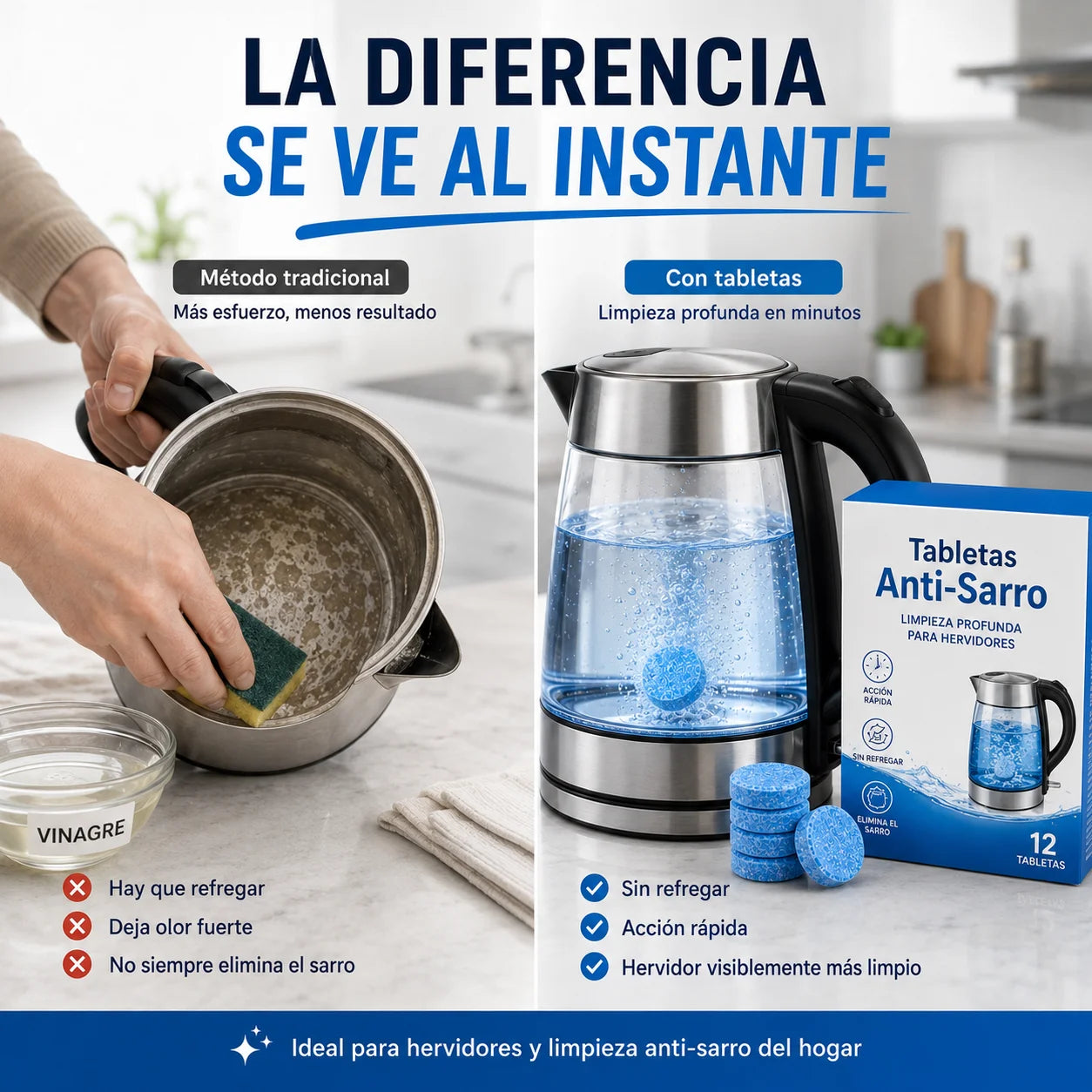 2x1 Limpieza Anti-Sarro para el Hogar - Descalcifica y renueva tu hervidor en minutos.