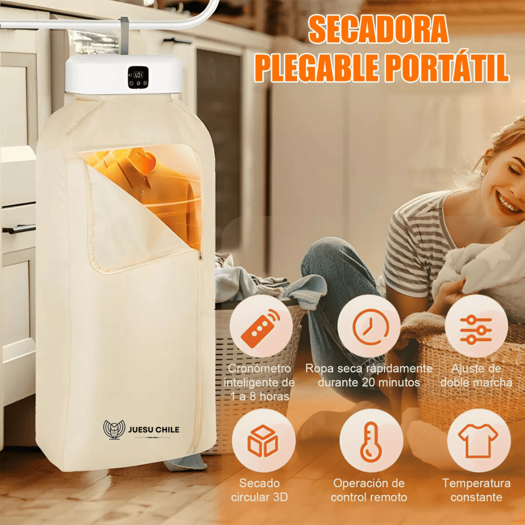 Secadora Portátil - Ropa seca y lista en casa en solo minutos, sin depender del clima
