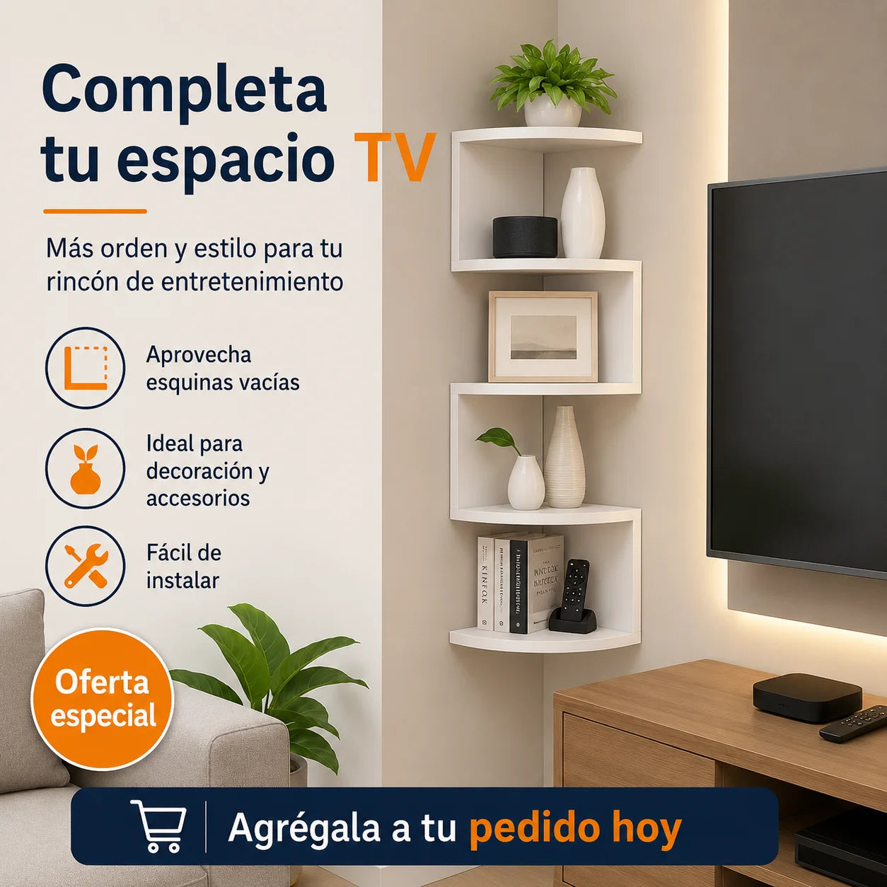 Estante Esquinero Flotante 5 Niveles