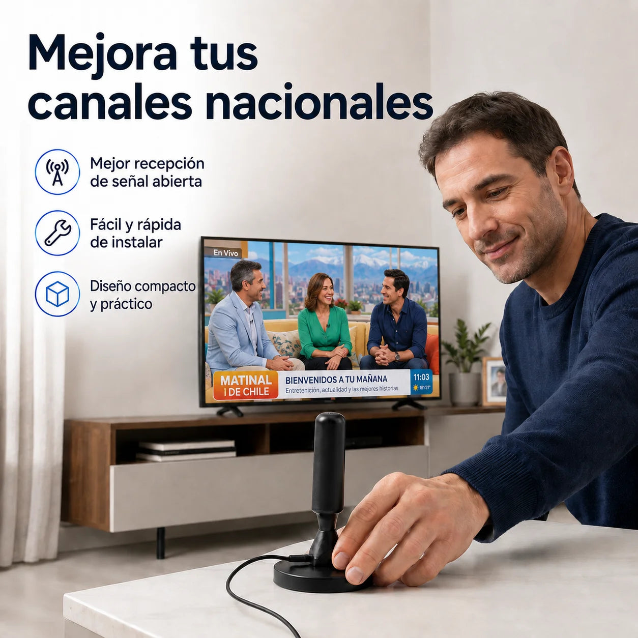 Antena Hd De Televisión Digital Smart Tv