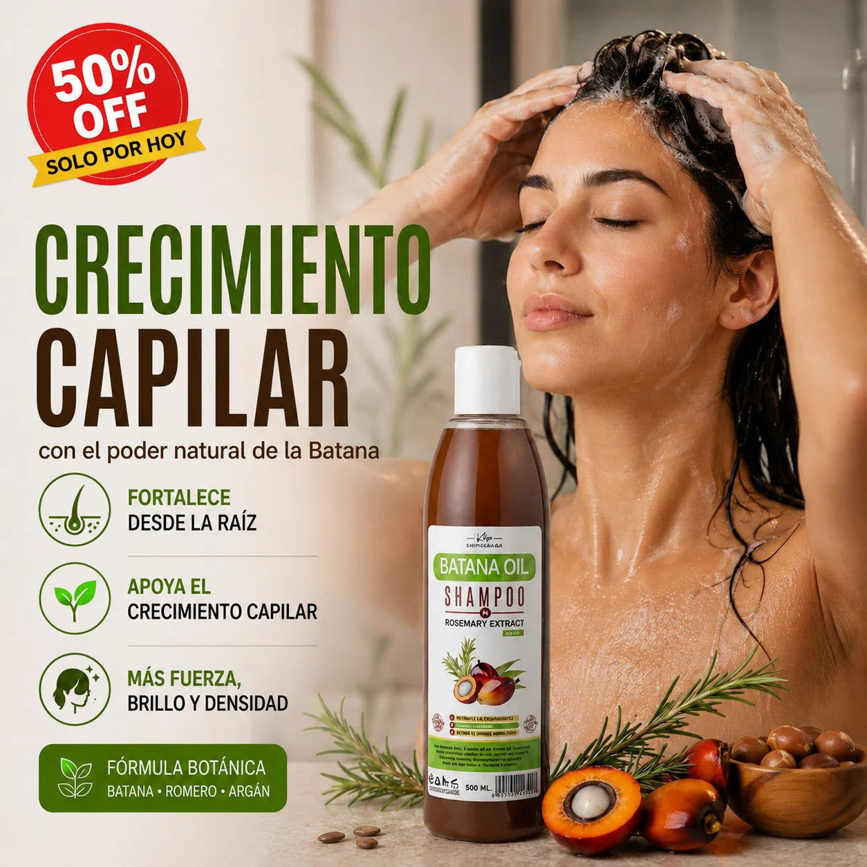 Batana oil Shampoo - Apoya el crecimiento capilar y mejora la apariencia de densidad