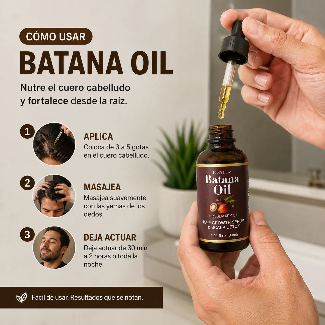 BATANA OIL - Estimula el Crecimiento desde la raiz - Previene la Caída