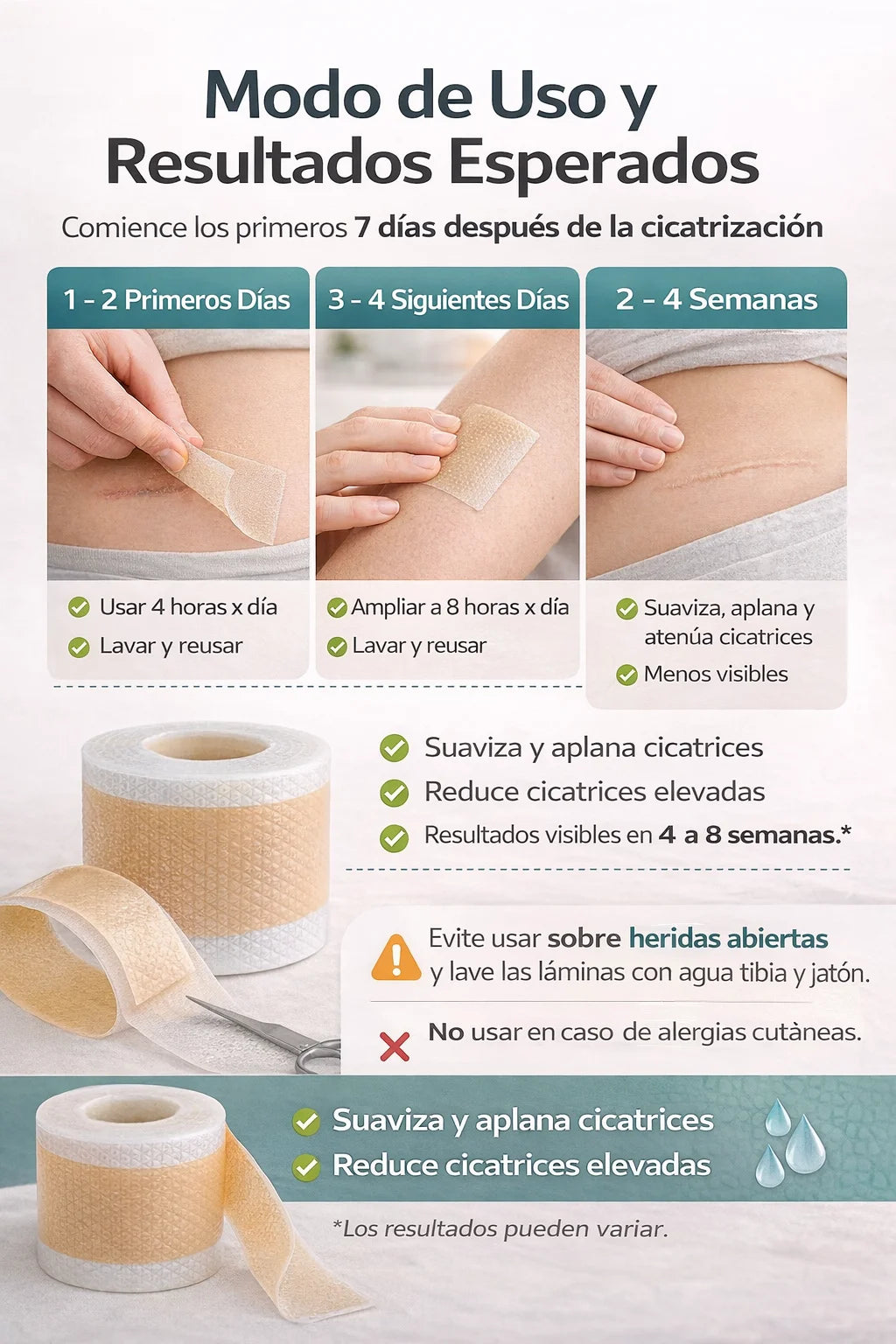 ROLLO DE CINTA DE SILICONA - Mejora la apariencia de tus cicatrices