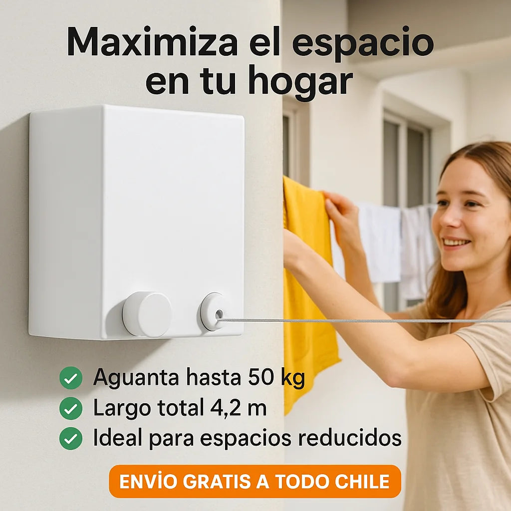 Tendedero Retráctil Premium – Ahorro de Espacio – Ropa seca y ordenada sin esfuerzo cada día