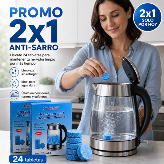 2x1 Limpieza Anti-Sarro para el Hogar - Descalcifica y renueva tu hervidor en minutos.