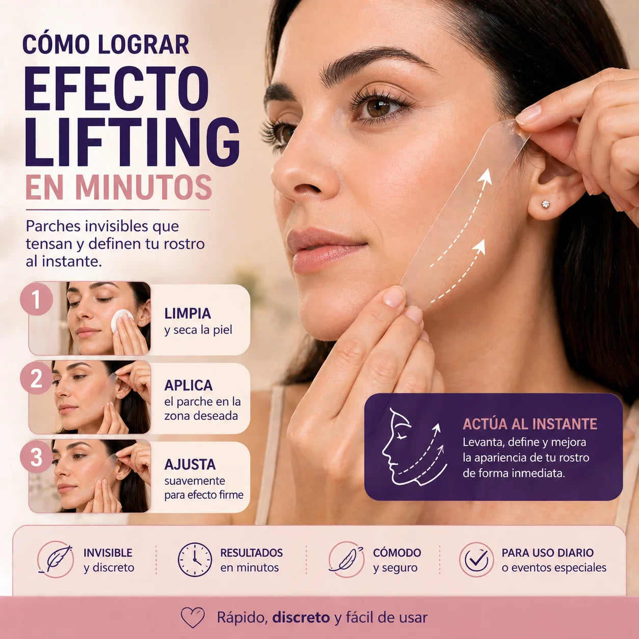 LIFTING INVISIBLE INMEDIATO - Anti-Arrugas - Levanta y define tu rostro