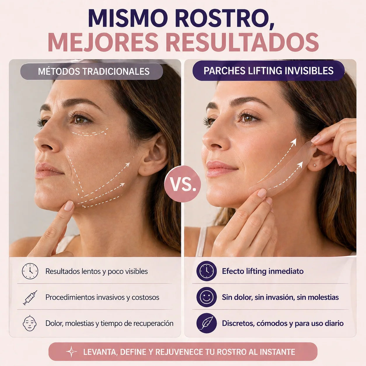 LIFTING INVISIBLE INMEDIATO - Anti-Arrugas - Levanta y define tu rostro
