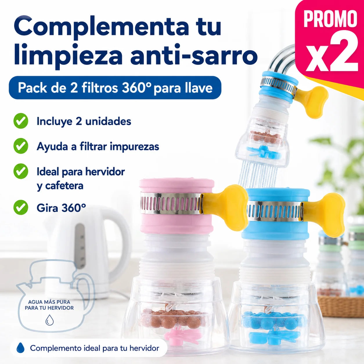Pack x2 Filtros Anti-Sarro 360° para Llave
