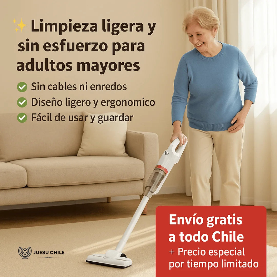 Aspiradora Recargable – Sin cables – Mayor comodidad para adultos mayores en el hogar