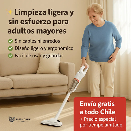 Aspiradora Recargable – Sin cables – Mayor comodidad para adultos mayores en el hogar