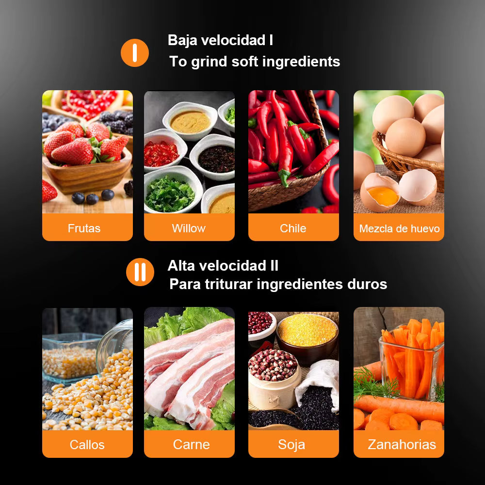 Picadora Eléctrica 2L - Pica verduras y carnes en segundos