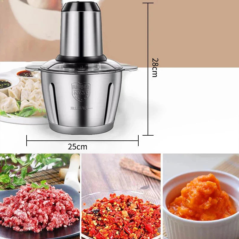 Picadora Eléctrica 2L - Pica verduras y carnes en segundos