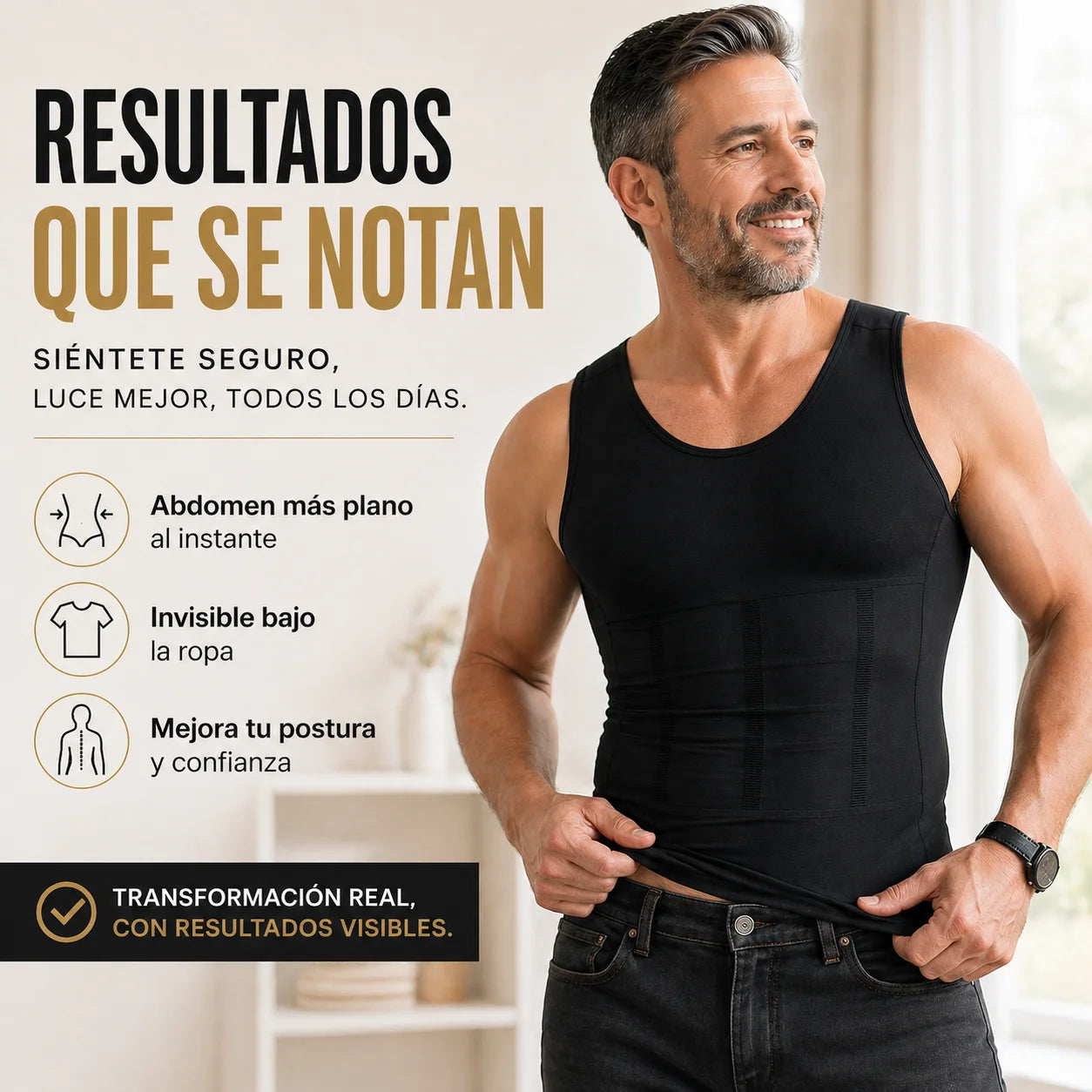 Camiseta Moldeadora Hombre - Abdomen Plano al Instante