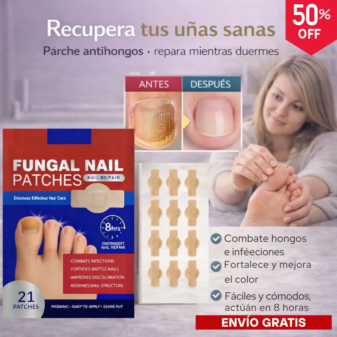 Parches ANTI-HONGO - combate hongos, aclara y refuerza tus uñas